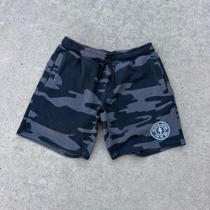 GOLD'S GYM | Mens Camo Fleece Sweat Shorts Medium Grey Black Athleisure